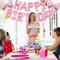 16-Inch Pink Happy Birthday Balloon Letters Banner with 2 Mini Bow Balloons – Foil Mylar Birthday Party Decorations for Girls, Pink Theme Party Supplies (Pink)